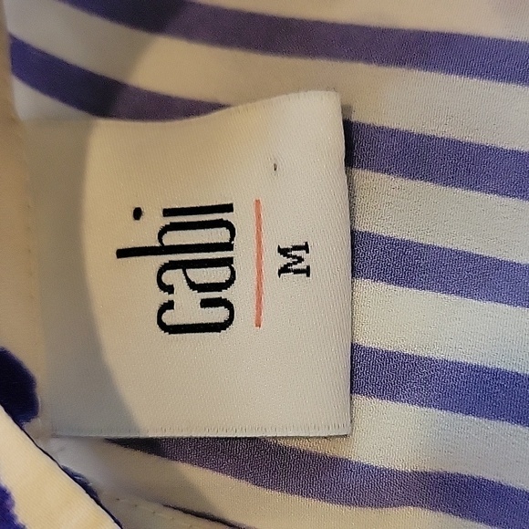 CAbi medium high low tunic blue and white contrasting patterns - Picture 5 of 6